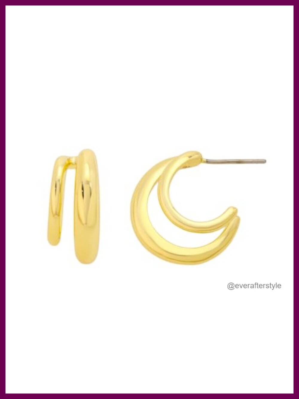 Gold Plated Double Post Hoop Earrings Hypoallergenic 925 Sterling Silver